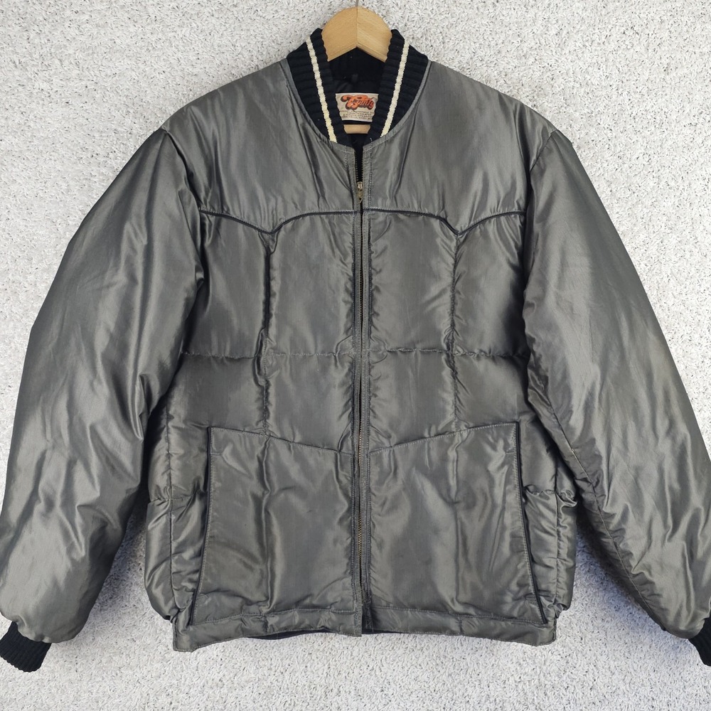 Vintage 60s Comfy Down Insulated Puffer Jacket Men's Small Gray Made In USA